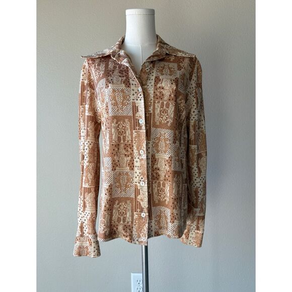 vintage 80s Devon pattern button front long‎ sleeve - Picture 2 of 5